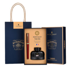 Bút mực ký tên Montagut 07 cao cấp màu đỏ làm quà tặng sếp - tặng kèm 1 lọ mực