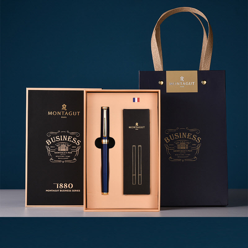 Bút bi ký tên Montagut 066 màu xanh navy cao cấp tặng kèm 2 ngòi thay thế