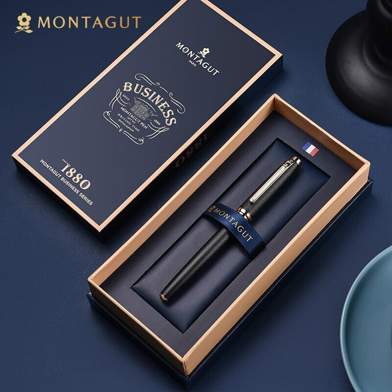 Bút bi ký tên Montagut 068 màu đen dập vân