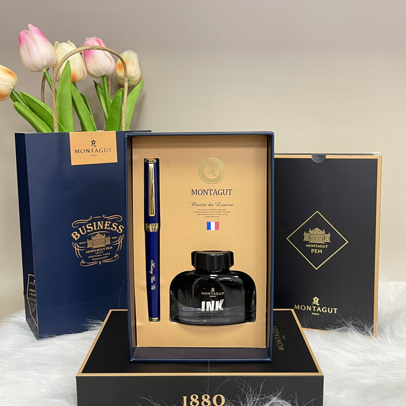 Bút mực ký tên Montagut 07 cao cấp màu xanh navy