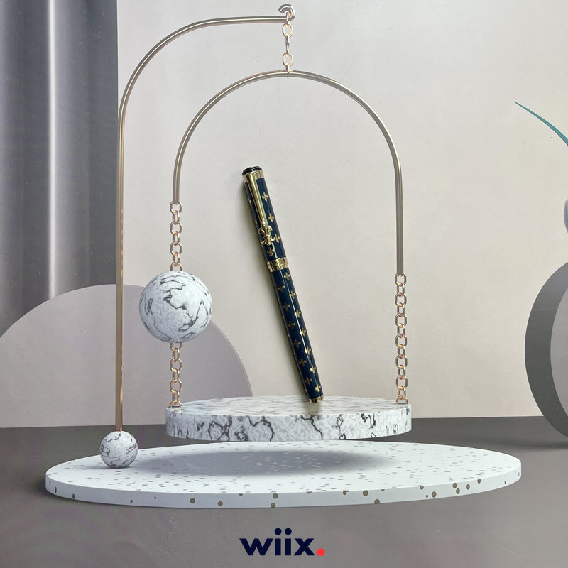 Bút bi ký tên Montagut họa tiết Monogram màu xanh cao cấp