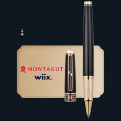 Set bút bi ký tên Montagut màu đen cao cấp kèm 2 ngòi và bao da