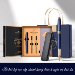 Set bút bi ký tên Montagut MT525 màu xanh cao cấp kèm 2 ngòi và bao da
