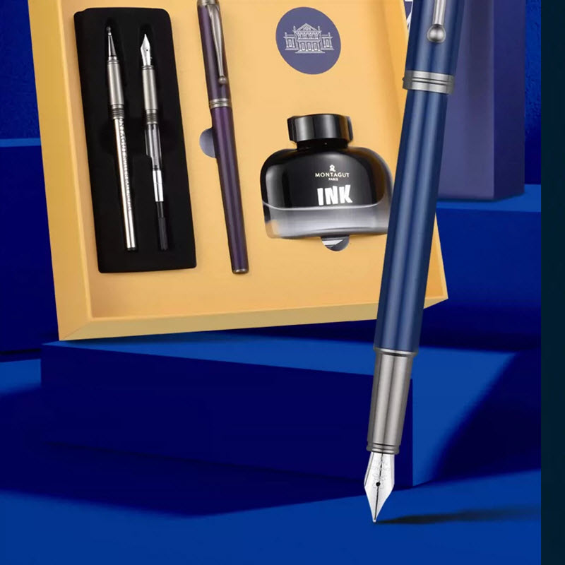 Set bút ký tên 4 món cao cấp làm quà tặng màu xanh