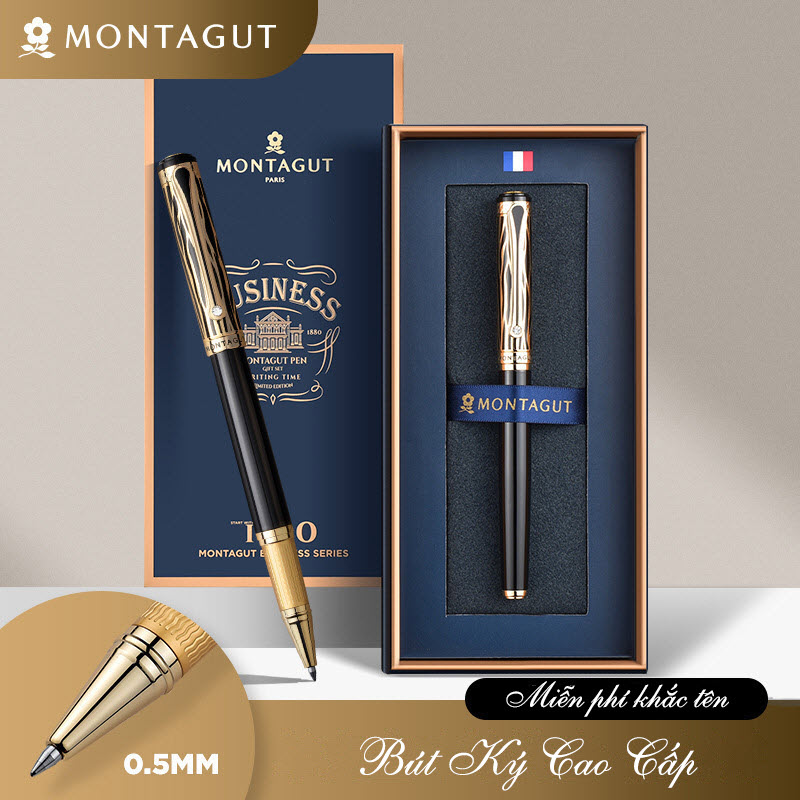 Bút bi ký tên Montagut chính hãng MT151 màu đen cao cấp quà tặng cá nhân