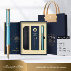 Set bút bi ký tên Montagut chính hãng M265 màu Xanh ngọc đính đá cao cấp