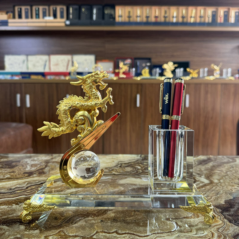 Ống đựng bút kèm đế pha lê K9 để bàn cao cấp – LBWG006