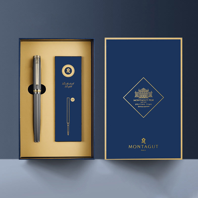 Bút bi ký tên Montagut 066 chính hãng màu xám dập vân