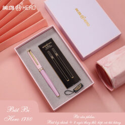 Bút bi ký tên Hero 1780 cao cấp màu hồng làm quà tặng có kèm hộp và túi hãng