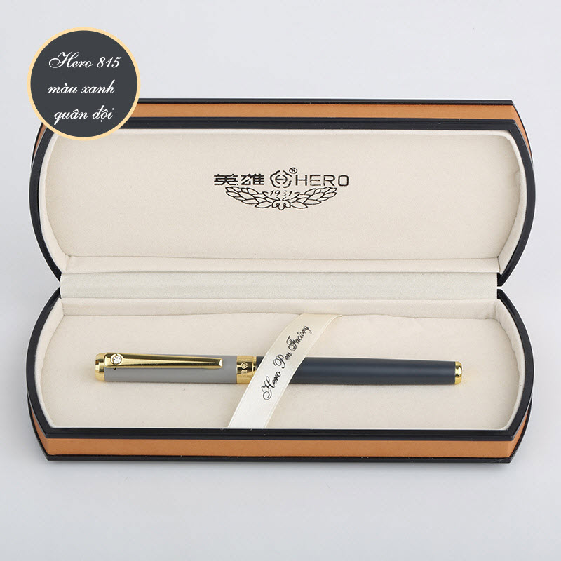 Bút bi ký tên Hero 815 cao cấp màu xanh quân đội chính hãng quà tặng Quân Nhân