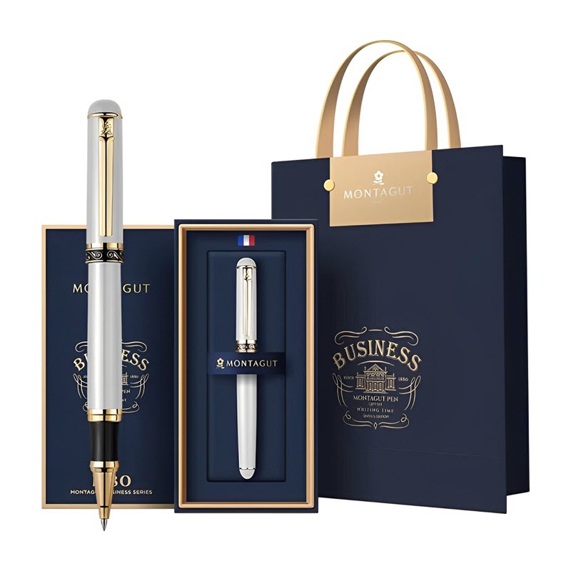 Bút bi ký tên Montagut chính hãng M015 màu trắng quà tặng daonh nghiệp cao cấp