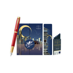 Set bút máy Parker cao cấp PK058 màu đỏ kèm 5 ống mực, hộp và túi hãng