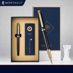 Set bút bi ký tên Montagut 066 chính hãng màu đen bóng