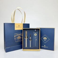 Set bút bi ký tên MT018 màu bạc cao cấp kèm 3 ngòi, hộp và túi hãng