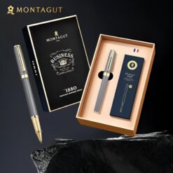 Bút bi ký tên Montagut 066 màu xám cao cấp (tặng kèm 2 ngòi thay thế)