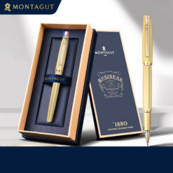 Bút bi ký tên Montagut 068 màu vàng dập vân cao cấp kèm hộp đựng và túi