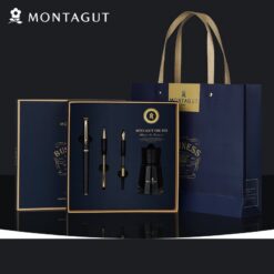 Bút ký tên Montagut 086 chính hãng màu đen cao cấp tặng kèm 1 lọ mực và 2 ngòi thay thế