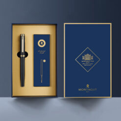 Set bút bi ký tên Montagut 066 chính hãng màu đen dập vân