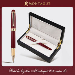Bút bi ký tên Montagut 254 màu đỏ chính hãng hộp gỗ đính đá cao cấp