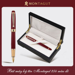 Bút máy ký tên Montagut 254 màu đỏ chính hãng hộp gỗ đính đá cao cấp