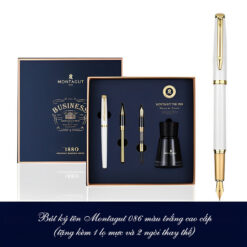 Bút ký tên Montagut 086 màu trắng cao cấp (tặng kèm 1 lọ mực và 2 ngòi thay thế)