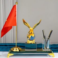 Ống đựng bút kèm đế pha lê K9 để bàn cao cấp LBWG012 kèm đế cắm cờ