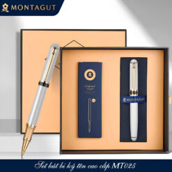 Set bút bi ký tên cao cấp MT025 màu trắng kèm 2 ngòi, hộp và túi hãng