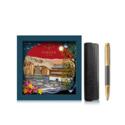 Bộ quà tặng bút ký Parker IM Arrow Grey GT-2200977 mạ vàng 18k kèm ngòi, bao da, hộp và túi hãng